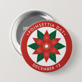 Badge Rond 7,6 Cm Poinsettia Day, fleur rouge (Devant & derrière)