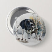 Badge Rond 7,6 Cm Pointer Anglais , Saison de chasse au bécasseau , (Devant & derrière)