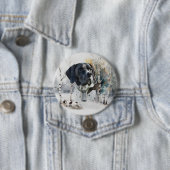 Badge Rond 7,6 Cm Pointer Anglais , Saison de chasse au bécasseau , (En situation)