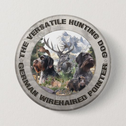 Badge Rond 7,6 Cm Pointeur À poils durs allemand (Devant)