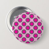 Badge Rond 7,6 Cm Points tournés, fuchsia, gris et rose (Devant & derrière)