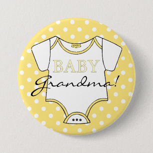 Badge Rond 7,6 Cm Pois jaune je suis la grand-maman !