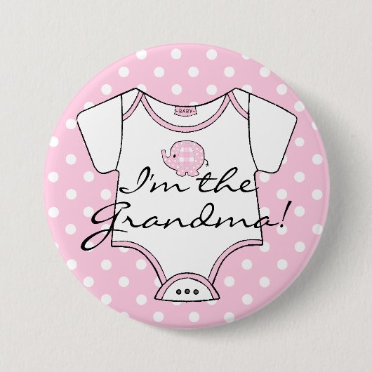 Badge Rond 7,6 Cm Pois rose d'éléphant de plaid je suis la (Devant)