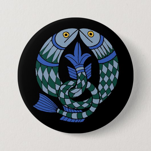 Badge Rond 7,6 Cm Poisson céleste médiéval (Devant)