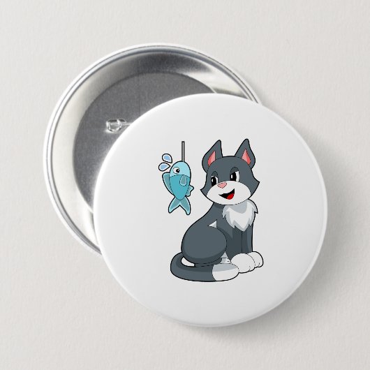 Badge Rond 7,6 Cm Poisson de chat (Devant & derrière)
