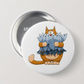 Badge Rond 7,6 Cm Poisson d'élevage de chats (Devant & derrière)