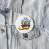 Badge Rond 7,6 Cm Poisson d'élevage de chats (En situation)
