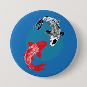 Badge Rond 7,6 Cm Poisson Koï