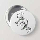 Badge Rond 7,6 Cm Poisson volant Main Tirée Océan Créature (Devant & derrière)