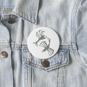Badge Rond 7,6 Cm Poisson volant Main Tirée Océan Créature