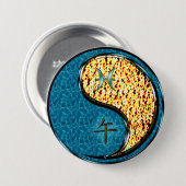 Badge Rond 7,6 Cm Poissons & Cheval de feu (Devant & derrière)