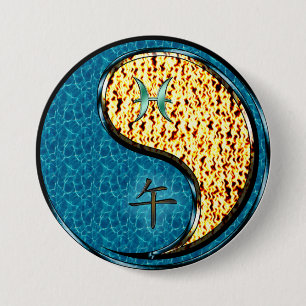 Badge Rond 7,6 Cm Poissons & Cheval de feu