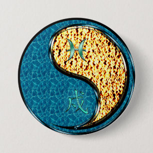 Badge Rond 7,6 Cm Poissons & Chien de Feu