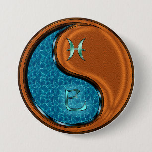 Badge Rond 7,6 Cm Poissons & Serpent de Bois