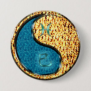 Badge Rond 7,6 Cm Poissons & Serpent de feu