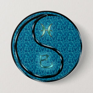 Badge Rond 7,6 Cm Poissons & Serpent d'eau