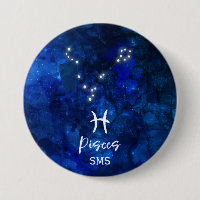 Poissons Zodiac Constellation Bleu Galaxie Monogra