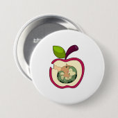 Badge Rond 7,6 Cm Pomme à bec à chenille (Devant & derrière)