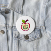 Badge Rond 7,6 Cm Pomme à bec à chenille (En situation)