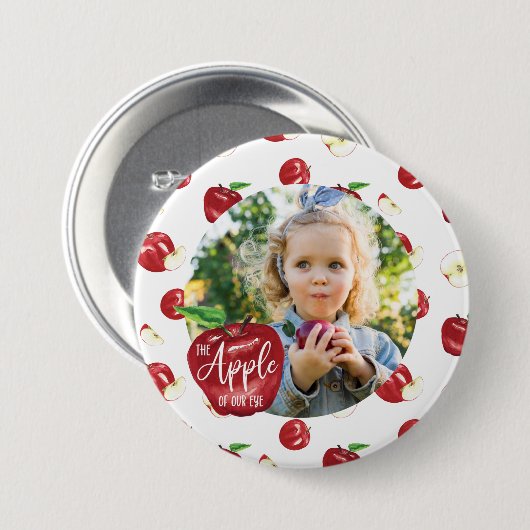 Badge Rond 7,6 Cm Pomme de notre oeil, fille d'anniversaire, garçon (Devant & derrière)