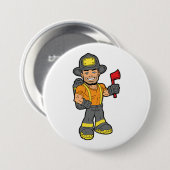 Badge Rond 7,6 Cm Pompier Avec Un Axe (Devant & derrière)