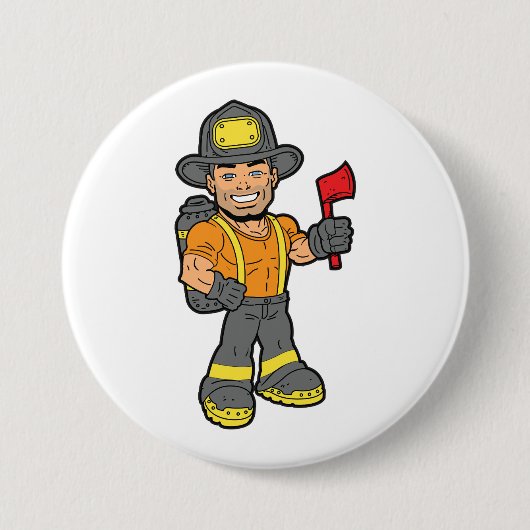 Badge Rond 7,6 Cm Pompier Avec Un Axe (Devant)