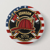 Badge Rond 7,6 Cm Pompier Secourt incendie Département USA Drapeau p (Devant)