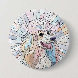 Badge Rond 7,6 Cm Poodle - mosaïque pastel