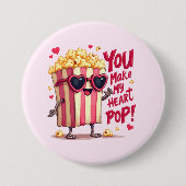 Badge Rond 7,6 Cm Popcorn Heart Pop Valentine Design (Devant)