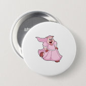 Badge Rond 7,6 Cm Porc en mariée avec robe de mariée (Devant & derrière)