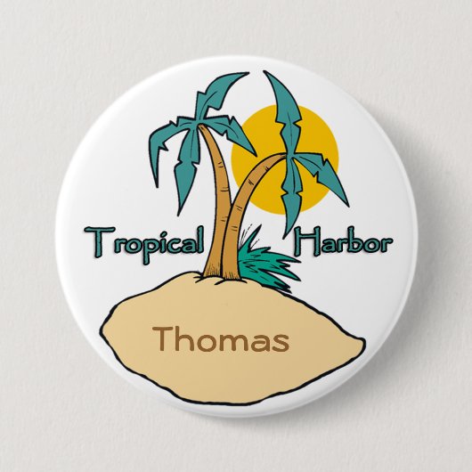 Badge Rond 7,6 Cm Port tropical (Devant)