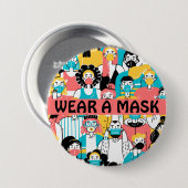 Badge Rond 7,6 Cm Porter Un Bouton Masque (Devant & derrière)