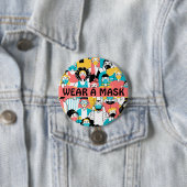 Badge Rond 7,6 Cm Porter Un Bouton Masque (En situation)