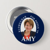 Badge Rond 7,6 Cm Portrait d'Amy Klobuchar dans bleu et blanc (Devant & derrière)