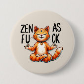 Badge Rond 7,6 Cm Pose de Yoga de chat - Zen (Devant)