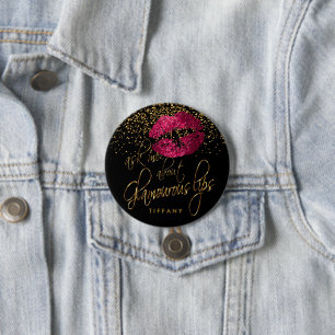 Badge Rond 7,6 Cm Posez-moi des questions sur mes lèvres glamour - 