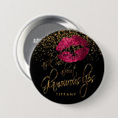Badge Rond 7,6 Cm Posez-moi des questions sur mes lèvres glamour - R (Devant & derrière)
