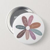 Badge Rond 7,6 Cm Positivity Happiness Daisy Affirmations quotidienn (Devant & derrière)