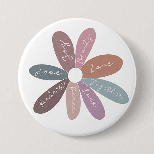 Badge Rond 7,6 Cm Positivity Happiness Daisy Affirmations quotidienn (Devant)