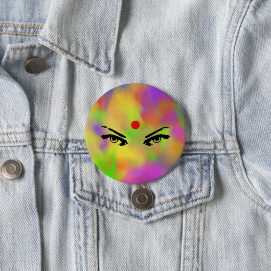 Badge Rond 7,6 Cm Poudre Holi et yeux (En situation)