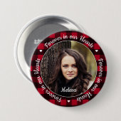 Badge Rond 7,6 Cm Pour toujours dans nos coeurs Red Plaid Keepsaké M (Devant & derrière)