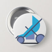 Badge Rond 7,6 Cm poussette bleue (Devant & derrière)