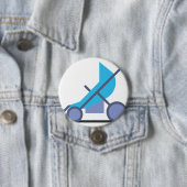 Badge Rond 7,6 Cm poussette bleue (En situation)