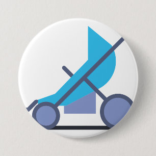 Badge Rond 7,6 Cm poussette bleue