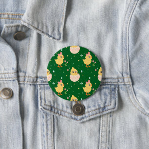 Badge Rond 7,6 Cm Poussin de Pâques mignon avec motif transparent de
