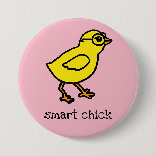 Badge Rond 7,6 Cm Poussin futé - grand bouton (Devant)