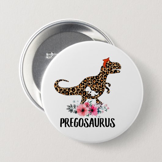 Badge Rond 7,6 Cm Pregosaurus Funny Grossesse Cadeau (Devant & derrière)