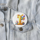 Badge Rond 7,6 Cm Premier anniversaire doré (En situation)