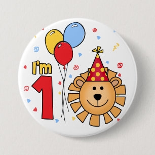 Badge Rond 7,6 Cm Premier anniversaire du Lion Face