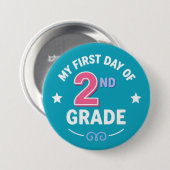 Badge Rond 7,6 Cm Premier jour de 2e année (Devant & derrière)